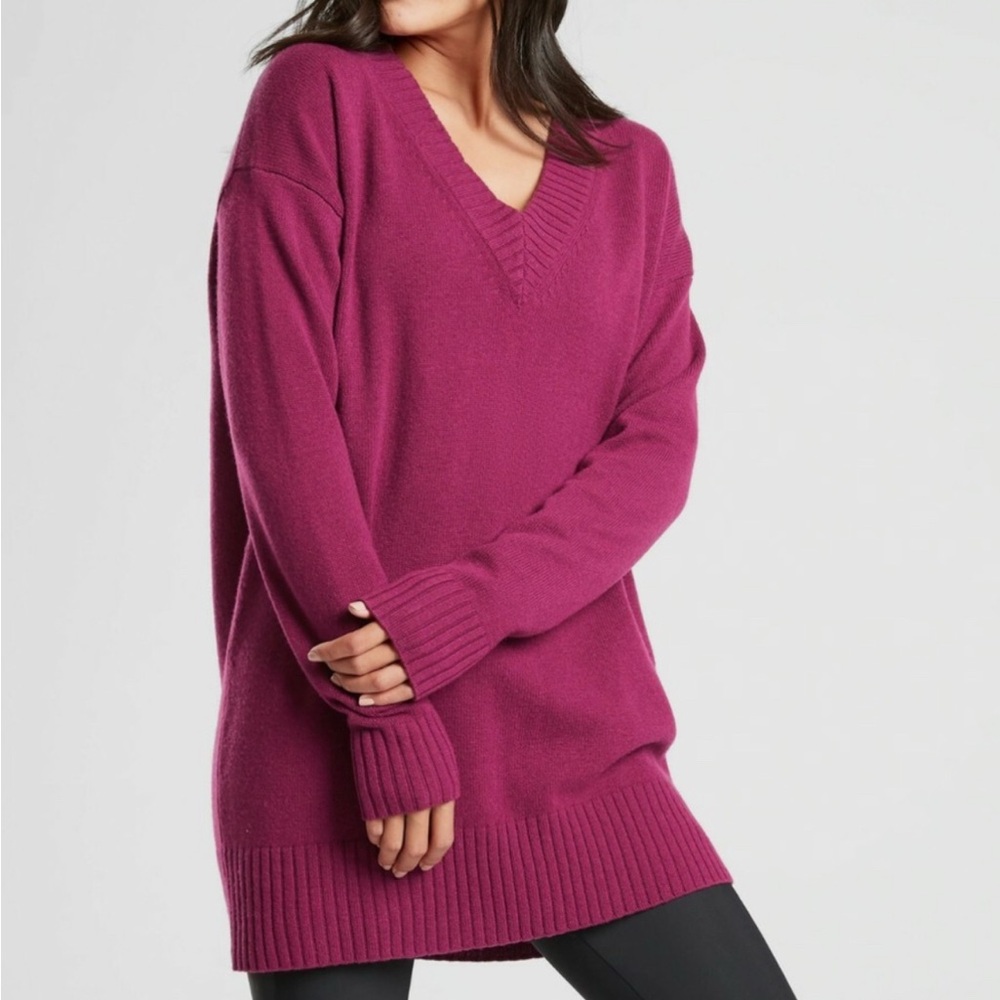 Athleta Cashmere/Wool Blend V-Neck Tunic Sweater Size Medium
